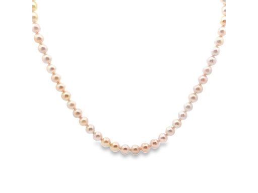 Elegant 8mm Japanese Akoya Pearl Strand Necklace with Sterling Silver Floral Clasp