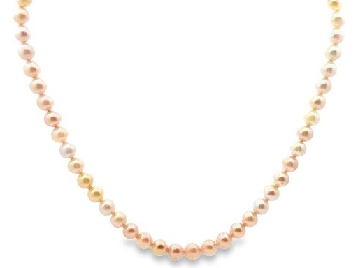 Elegant 8mm Japanese Akoya Pearl Strand Necklace with Sterling Silver Floral Clasp