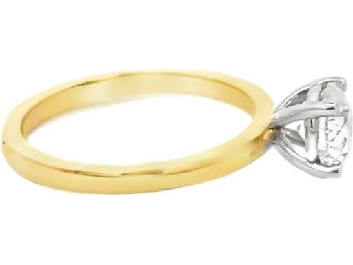 1 Carat Round Cut Natural Diamond Ring in 18K Yellow Gold