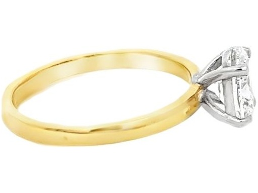 1 Carat Oval Natural Diamond Ring in 18K Yellow Gold