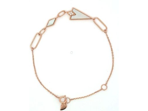 18K rose gold bracelet with genuine mother of pearl and natural diamonds