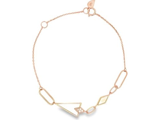 18K rose gold bracelet with genuine mother of pearl and natural diamonds