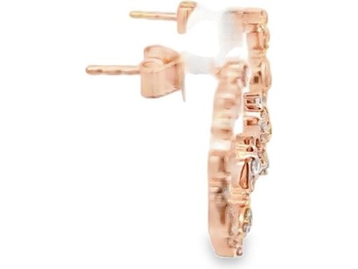 18K rose gold open hoop earrings with natural diamonds