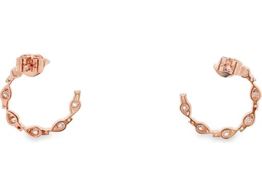 18K rose gold open hoop earrings with natural diamonds