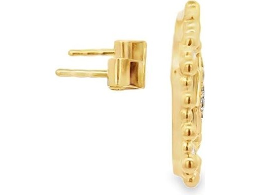 18K Yellow Gold Earrings with Synthetic Turquoise and Natural Diamonds