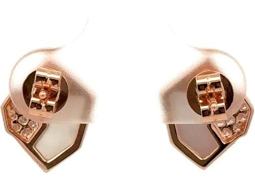 18K Rose Gold Earrings with Mother of Pearl and Natural Diamonds