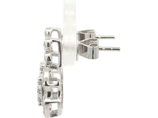 18K White Gold Earrings with Natural Diamonds – Floral Cluster Design