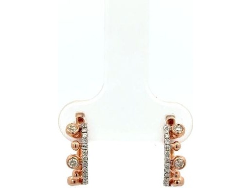 18K Rose Gold Natural Diamonds Huggie Earrings