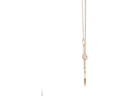 18K Rose Gold Necklace with Mother of Pearl & Natural Diamonds