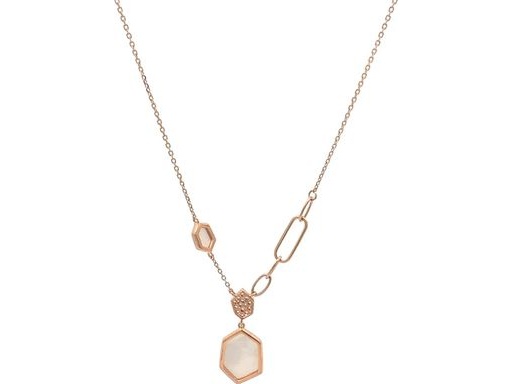 18K Rose Gold Necklace with Mother of Pearl & Natural Diamonds