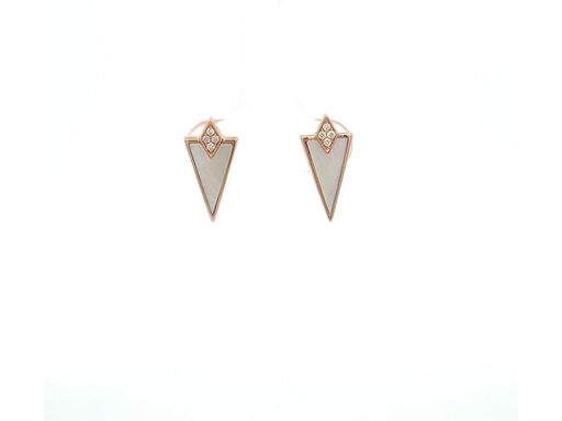 18K Rose Gold Earrings with Mother of Pearl and Natural Diamonds – Triangle Shape