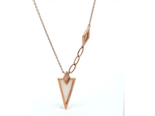 18K Rose Gold Necklace with Mother of Pearl & Natural Diamonds