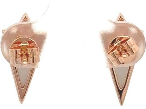 18K Rose Gold Earrings with Mother of Pearl and Natural Diamonds – Triangle Shape