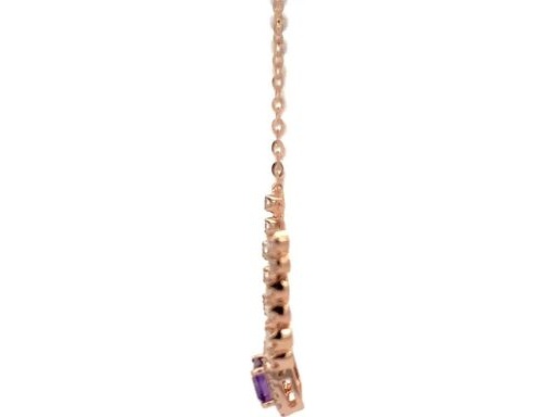 18K Rose Gold Necklace with Amethyst & Natural Diamonds