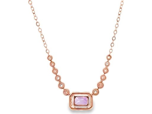18K Rose Gold Necklace with Amethyst & Natural Diamonds