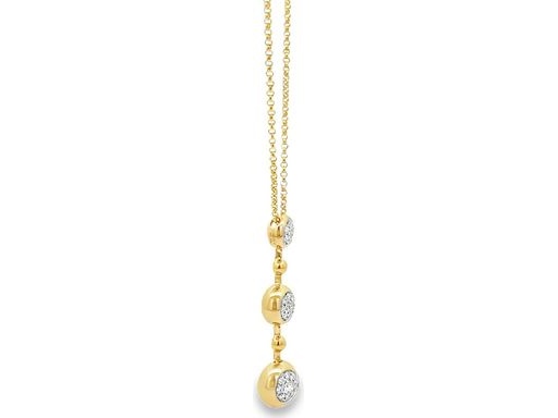 18K Yellow Gold Necklace with Natural Diamonds (Triple Drop Design)