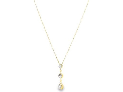 18K Yellow Gold Necklace with Natural Diamonds (Triple Drop Design)