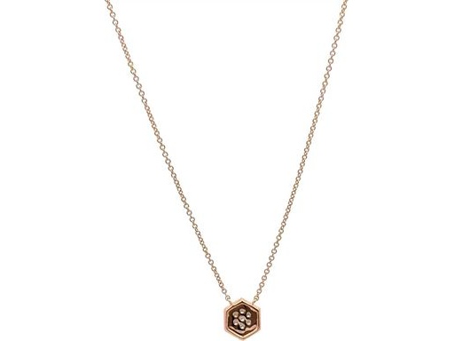 18K Rose Gold Hexagon Diamond Necklace with Natural Diamonds