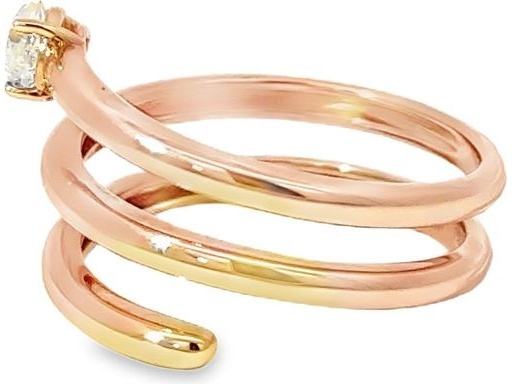 18K Rose Gold Fixed Triple-Band Ring with Natural Pear Diamond