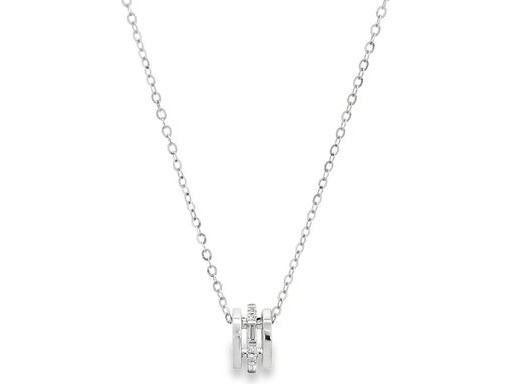 18K White Gold Necklace with Natural Diamonds and Baguette Combination Barrel Pendant