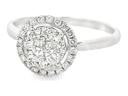 18K White Gold Cluster Ring with Natural Diamonds