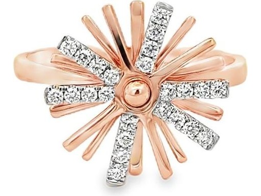 18K Rose Gold Starburst Ring with Natural Diamonds