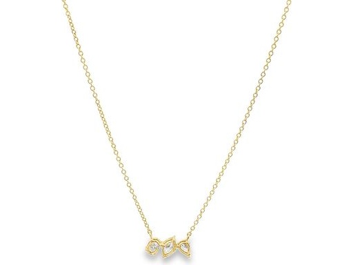 18K Yellow Gold Pendant Necklace with Natural Trio of Pear, Marquise, and Oval-Cut Diamonds