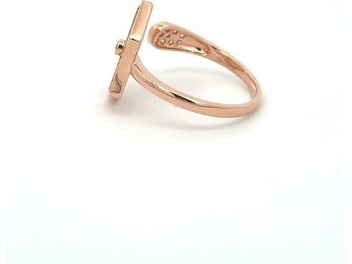 18K Rose Gold Ring with Mother of Pearl and Natural Diamonds – Geometric Design