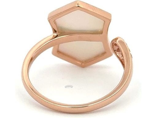 18K Rose Gold Ring with Mother of Pearl and Natural Diamonds – Geometric Design