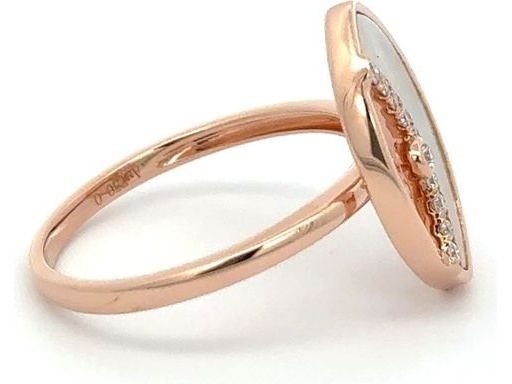 18K Rose Gold Ring with Mother of Pearl and Natural Diamonds – Eye-Shaped Design