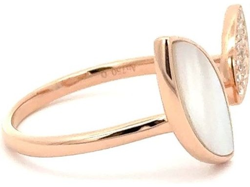 18K Rose Gold Open Ring with Marquise Mother of Pearl and Natural Diamonds
