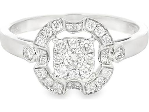 18K White Gold Cluster Ring with Natural Diamonds