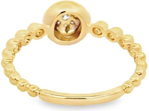 18K Yellow Gold Beaded Band Ring with Natural Diamonds