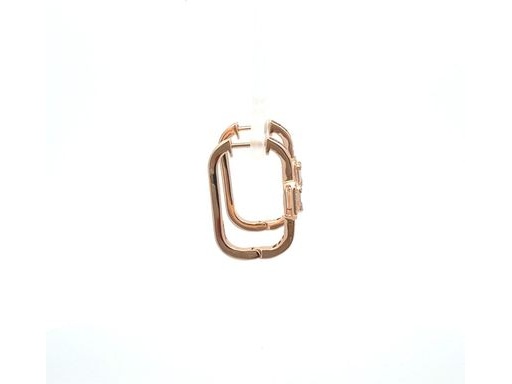 18K Rose Gold Hoop Earrings with Natural Baguette and Round Diamonds and Red Rubies