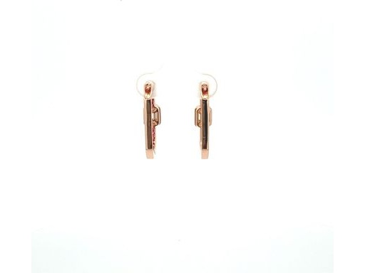 18K Rose Gold Hoop Earrings with Natural Baguette and Round Diamonds and Red Rubies
