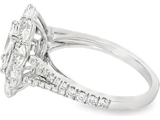 18K White Gold Convertible Ring Pendant with Natural Marquise, Princess, and Round Diamonds