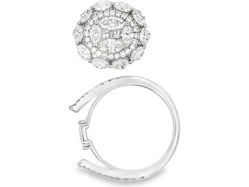 18K White Gold Convertible Ring Pendant with Natural Marquise, Princess, and Round Diamonds