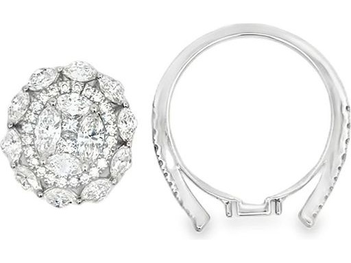 18K White Gold Convertible Ring Pendant with Natural Marquise, Princess, and Round Diamonds