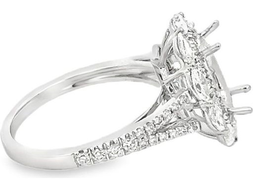 18K White Gold Convertible Ring Pendant with Natural Marquise and Round Diamonds