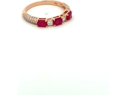18K Rose Gold Ring with Natural Diamonds and Rubies