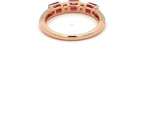 18K Rose Gold Ring with Natural Diamonds and Rubies