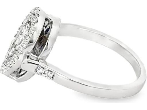 18K White Gold Reversible Ring with Natural Round, Marquise, and Princess Cut Diamonds – Sapphire Back