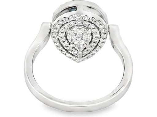 18K White Gold Reversible Ring with Natural Round, Marquise, and Princess Cut Diamonds – Sapphire Back