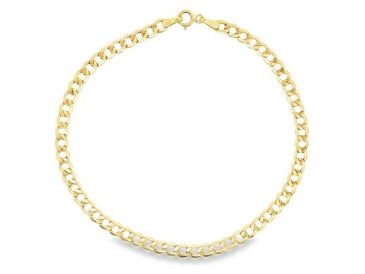 18K Yellow Gold Curb Chain Bracelet –7.5inch