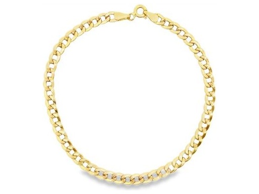 18K Yellow Gold Curb Chain Bracelet – 7.5 Inch