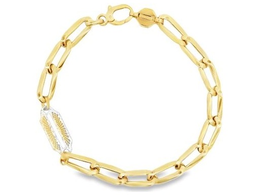 18K Two-Tone Large Paperclip Chain Bracelet – 7.8 Inch