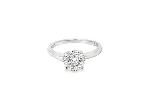 Platinum 900 Cluster Ring with Natural Round-Cut Diamonds