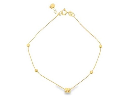 18K Yellow Gold Bracelet with Interlocked Triple Ring Centerpiece