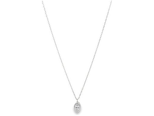 18K White Gold Pendant Necklace with Natural  Marquise-Cut Diamond