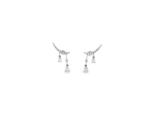 18K White Gold Drop Earrings with Natural Round and Pear-Cut Diamonds